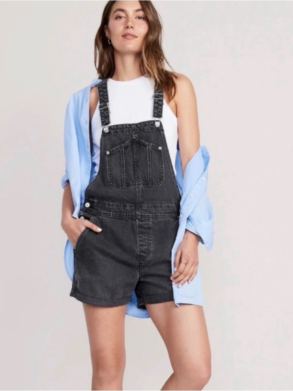 Old Navy Black Denim Short Overalls